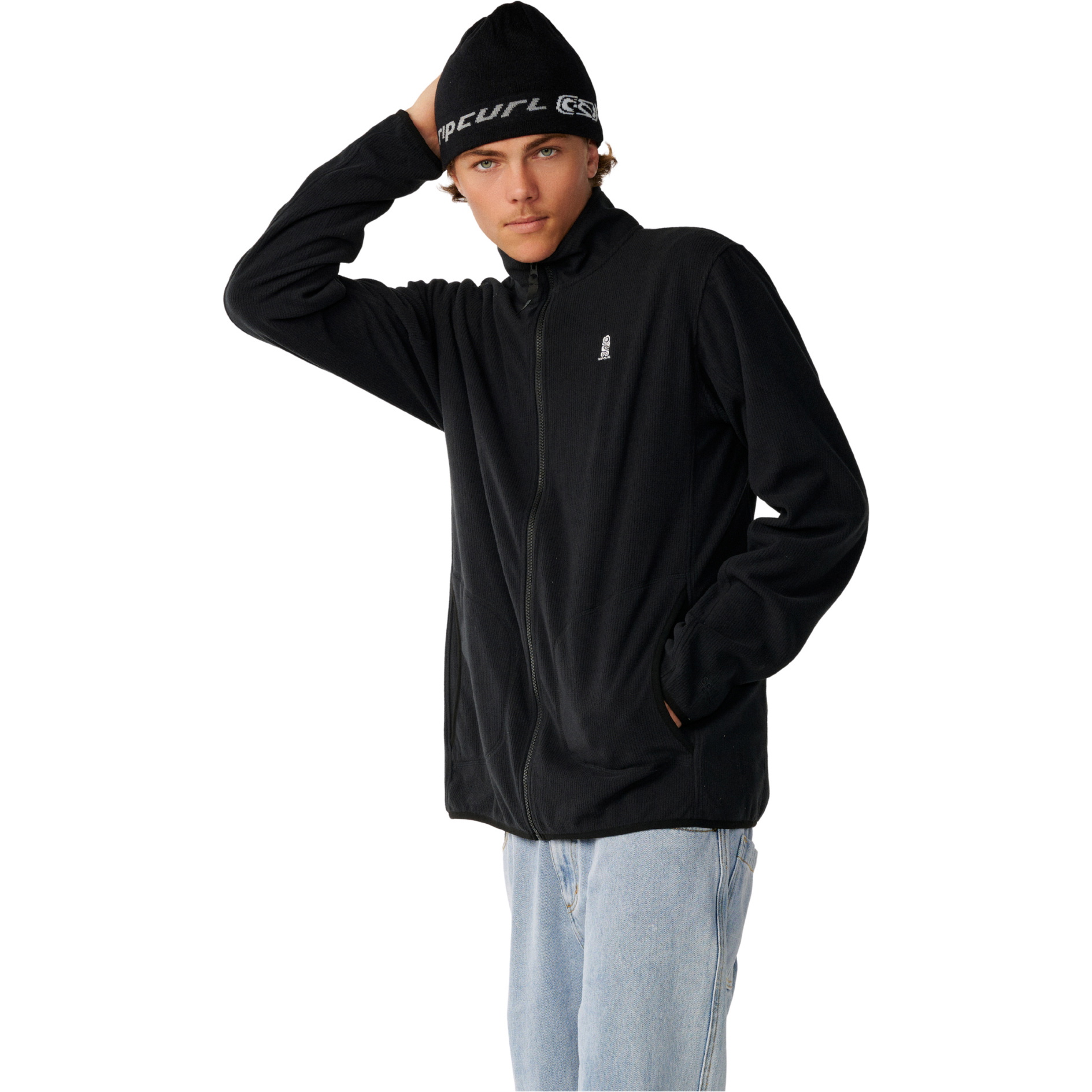 2026 Rip Curl Mens S-Series Polar Zip Thru Crew Fleece 0CBMFL - Black